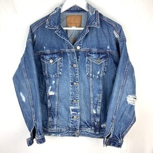 AMERICAN EAGLE Distressed Blue Denim Jacket